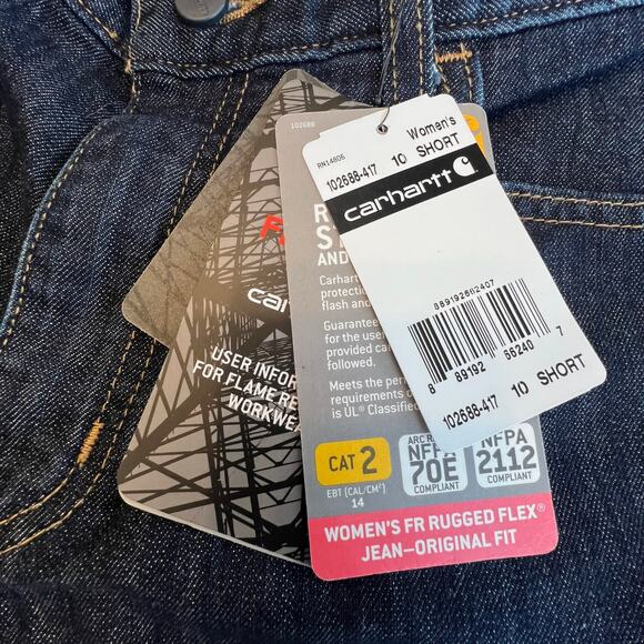 Carhartt Women’s FR Rugged Flex Jeans Original Fit Size 10S NFPA 2112 Compliant - Picture 6 of 11